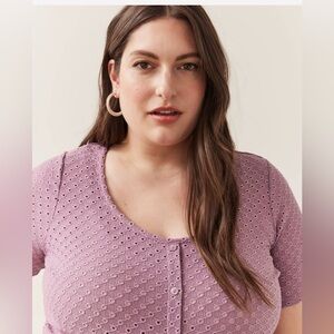 Pennington’s Lavender Eyelet short sleeve Knit Top Size 5x